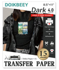Person using Dark T Shirt Iron On Transfer Paper Pack 15 Sheets 8.5 By 11 Inch Printable for Inkjet and Laser Printers HTV