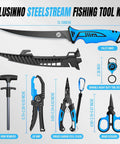 7 Piece Fishing Tools Kit With Corrosion Resistant Pliers Floating Lip Gripper Fishing Knife And Line Cutter display layout.