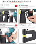 Pro Grade Cordless Hydraulic Punch Kit With 6000mAh Battery and Six Die Sets detailed components and features