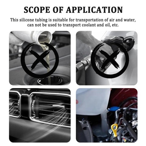 6-piece automotive vacuum hose kit with 4.9 ft hoses and tube cutter; IDs 1/8-3/8 in; up to 392°F for water/air lines.