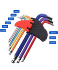 Top Grade Hex Key Set With Colorful Ball End Metric Wrench Kit Made From Tough Cr V Steel For Bike Furniture And Electrical Repair Fixing Jobs, 1.5-10mm