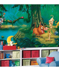 Lion King Water Activated Removable Wall Mural Spray And Stick No Glue Needed Easy Peel And Stick Decor For Kids Room Ten Point Five Feet By Six Feet No Fuss Wall Makeover In Minutes With This Easy Peasy Wall Art featuring Simba, Nala, Timon, Pumbaa, and Rafiki in a jungle scene.