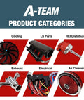 A-Team Cooling Products featuring Heavy Duty 16 Inch Radiator Electric Cooling Fan and LS Parts, HEI Distributors.