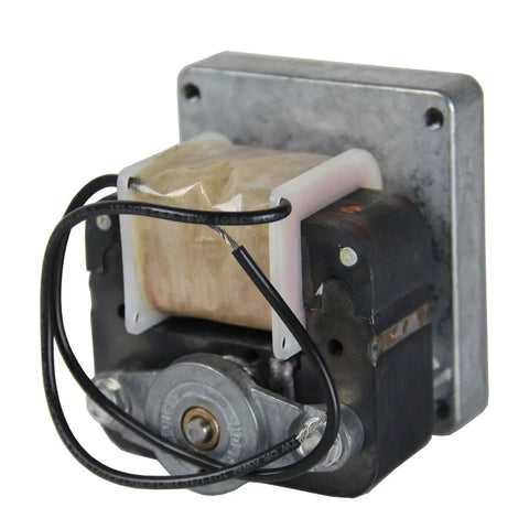 Side view of Beefy 7 RPM Shaded Pole Gearmotor With 27 Inch-Pound Torque showcasing wiring and metal casing.