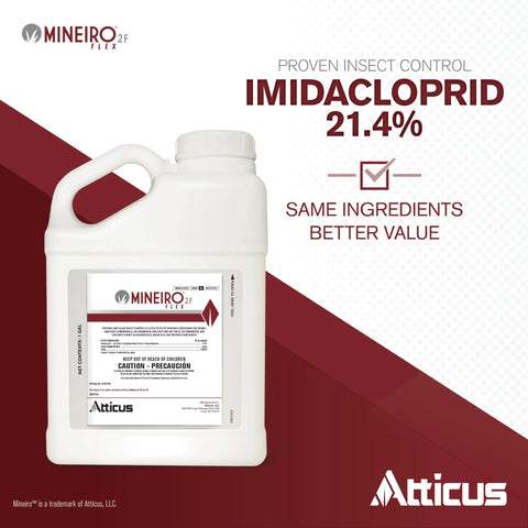 Mineiro 2F Flex Systemic Insecticide With Imidacloprid For Grub Busting And Insect Control In Lawns And Landscapes, 1 Gallon bottle