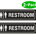 Unisex Restroom Sign 7 Inch By 2 Inch Metal With Self Adhesive Backing For Office Home Bathroom Wall Or Door Decor Easy Mounting UV Protected Black 2 Pack