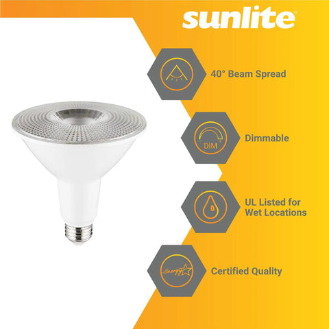 LED PAR38 Long Neck Spotlight Bulb 15W (100W Halogen EQ), 1200 Lumen, 40 Degree Flood Beam, E26 Base, Waterproof, UL Listed image
