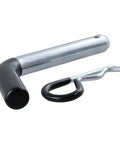 Trailer Hitch Pin And Clip With Vinyl Coated Grip Five Eighth Inch Diameter Fits Two Inch Receiver Clear Zinc Finish For Durable No Slip Handling And Secure Towing Easy Hookup Accessory For Ball Mounts And Hitch Accessories, shown side view