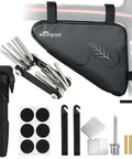 Road And Mountain Bike Tire Repair Kit With Waterproof Frame Bag 120 PSI Mini Pump 11 In 1 All In One Multi Tool Tire Levers And Patch Kit