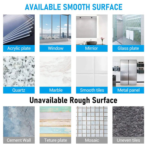 Available smooth surfaces and unavailable rough surfaces for Clear Suction Cup Hooks 4 Pack For Bathroom And More Heavy Duty Waterproof Shower Wall Hangers Wreath Towel Window Tile Glass Door Camper No Drill Easy Install Holds Up To 3 Kilograms