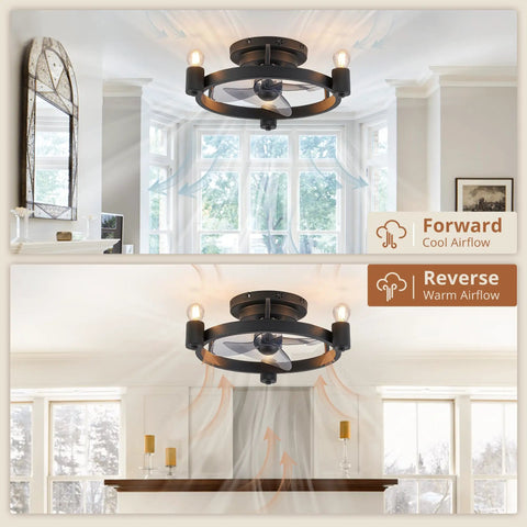 Black Ceiling Fan With Lights And Remote Small Low Profile Flush Mount Ceiling Fan For Bedroom Kitchen And Home Dope Farmhouse Modern Industrial Style Quiet Dimmable Easy Install