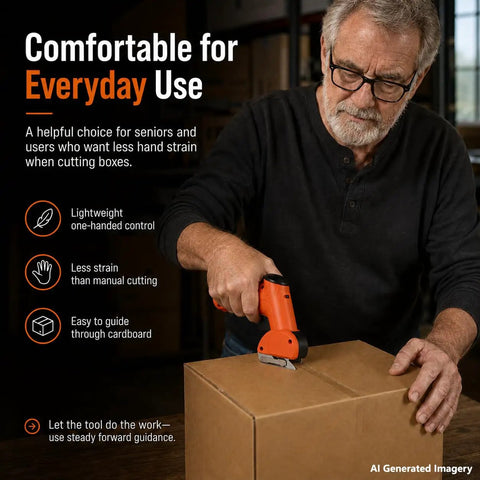 Cordless Electric Cardboard Cutter 3/8 Inch Blade For Thick Shipping Boxes And Cartons Powerfully Slices Through Corrugated Materials, easy to use for everyday cutting.