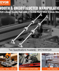 Front view of VEVOR SFC20 linear rail kit: two 1200mm rails with four SC20 slide blocks and four rail supports