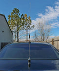 150-Watt Pretuned Dual-Band VHF UHF Amateur Radio Antenna With NMO Mounting on car roof, 37.5-Inch Steel Whip