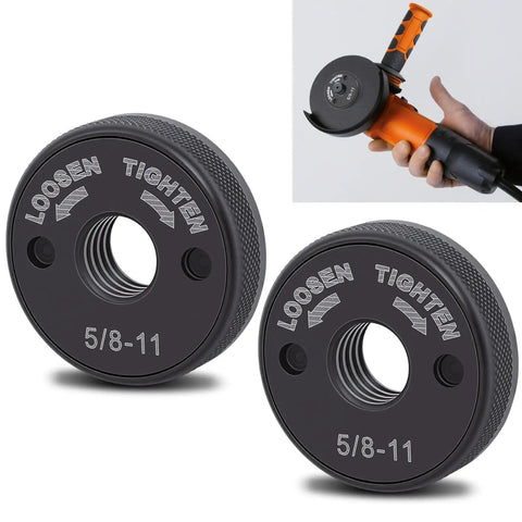Quick Change Angle Grinder Nuts Five Eight Eleven Thread Spindle Lock self locking nuts for angle grinders, 2 pack with grip markings