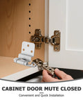 Set Of 8 3/8 Inch Inset Cabinet Hinges With Self Closing, Flush Mount, shown in silver nickel finish during installation