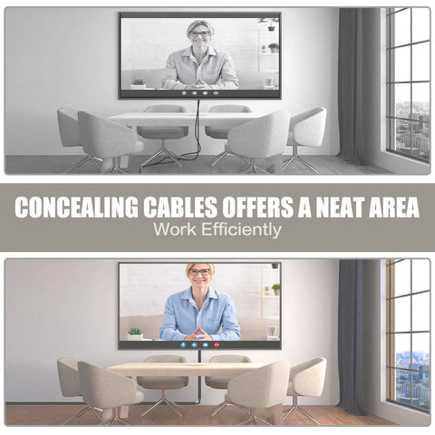 Super Sleek Silicone Wall Cable Track With Side Access Lid For Heavy Duty Wire Clutter Zero Sweat Peel Stick Mount For Living Room Entertainment Center Directly On Drywall Safe Storage, displaying neatly concealed cables in a modern workspace.