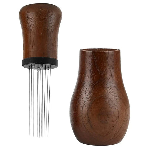 Wooden Espresso Coffee Stirrer Tamper And Leveler Tool for Bean Grinder Ground Coffee with Needle Whisk for Clump Free Brews