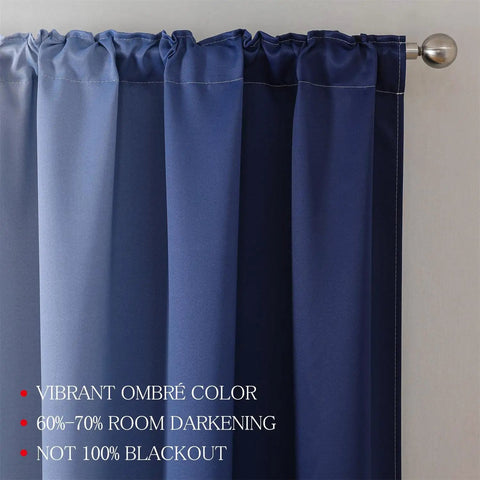 Dope Ombre Navy Blue And White Blackout Curtains For Bedroom And Living Room 95 Inch Long Room Darkening Panels Set Thermal