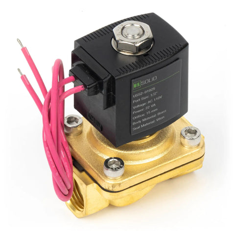 Half Inch Brass Solenoid Valve 110V AC Normally Closed With Viton Seal Lead Wire for fluid control systems