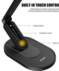 LED Desk Lamp With Eye Caring Light 72 LEDs 9 Brightness Levels 5 Color Modes USB Charging Touch Control And Memory 10W Reading Light For Your Home Office Black showing touch controls
