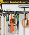 Heavy Duty Garage Wall Organizer With 700 Pound Capacity And 48 Inch Wide Wall Mount Tool Rack for garden tools and workshop items.
