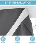 French Door Privacy Blackout Curtain Panel With Easy Tie Up Straps, Energy Saving Window Covering For Kitchen, Dining, Nursery And Bath, Grey 26 x 72 Inches, 1 Panel, Quick 1 Minute Install, close-up of adhesive strip installation.