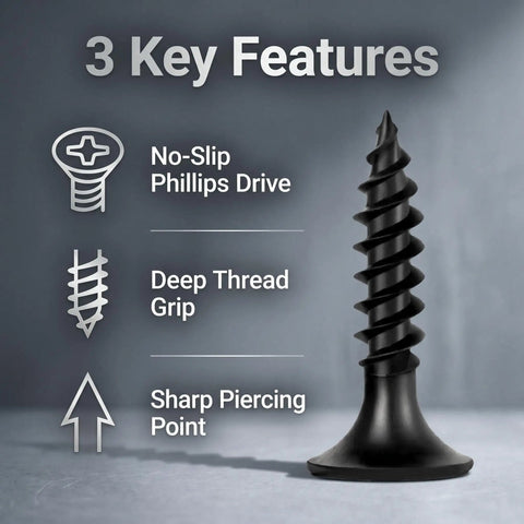 All In One Self-Tapping Wood Screw Kit With Driver Bit 150 Pieces Size 6 By Half Inch Includes Phillips Bit key features