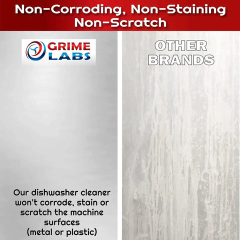 All In One Washing Machine And Dishwasher Cleaning Tablets Bundle, 48 Count For A 12 Month Supply, Deep Clean And Deodorize, Break Down Buildup, Soap Scum, And Mineral Deposits In Hard Water For Cleaner Dishes And Fresh Machines. Dishwasher cleaner comparison on metal and plastic surfaces