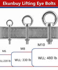 Heavy Duty Stainless Steel Eyebolt Set With Threaded Rings And Nuts For Lifting Indoor Outdoor Use M6 Eyebolts With Washers 304 Grade