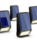 4 Pack Solar Fence Post Lights Black Modern Outdoor Wall Mount LEDs 8 LEDs 5W Equivalent 6000K Daylight White IP65 Waterproof