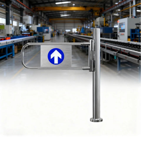 Rock Solid Stainless Steel Two Way Swing Gate With Smooth Operator Action Built Like A Tank For Busy Warehouses Or Driveways Hella Durable 180 Degree Pivot Post Mount Ready at industrial setting