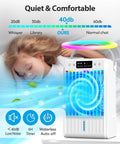 Child sleeping next to a 4 In 1 Portable Air Conditioner And Fan With Humidifier For Room Office Desk Evaporative Mini Unit 1500ML Water Tank