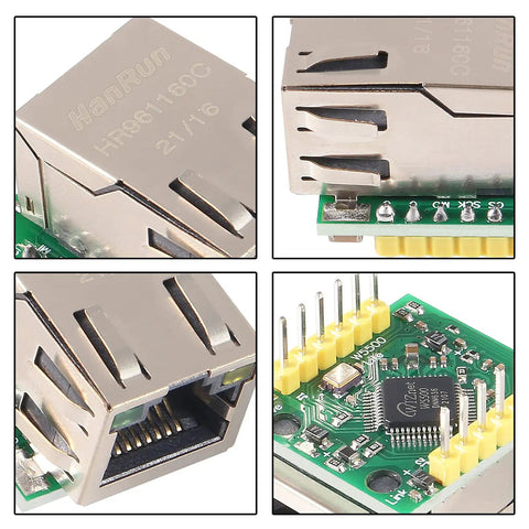 Close-up of Two Pack W5500 SPI to Ethernet Converter Module With TCP IP for Arduino Builds Plug and Play 80MHz SPI 3.3V TTL