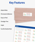 Premium Printable Address Labels For Mailing And Shipping Projects That Slide Through Your Printer With No Sweat Featuring Smooth Feed Tech One By Two Point Five Eight Inches Customizable White Stickers Three Thousand Count on envelopes and sheets.