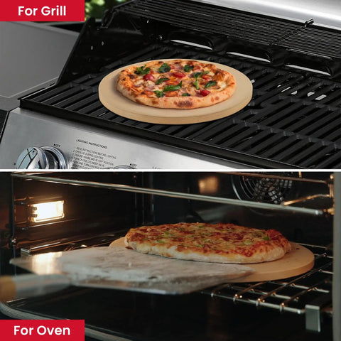 15 Inch Round Pizza Stone For Grill And Oven Heavy Duty Cordierite Baking Pan Thermal Shock Resistant For Crisp Crust Pizza Bread