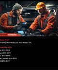Two workers in orange uniforms checking vehicle parts, Direct OEM Replacement Vapor Canister Purge Valve 0280142500 details shown