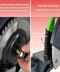 Dual Model Pipe Cutting Machine For 15 To 220Mm And 75 To 400Mm Pipes Lightweight Handheld Cutter Zd220 And Zd400 Cold Cutting With No Burrs Adjustable Speed Tool Free Clamp Heavy Duty Performance For Large Diameter Jobs, close-up saw blade and handle