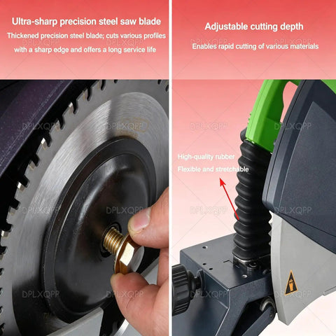 Dual Model Pipe Cutting Machine For 15 To 220Mm And 75 To 400Mm Pipes Lightweight Handheld Cutter Zd220 And Zd400 Cold Cutting With No Burrs Adjustable Speed Tool Free Clamp Heavy Duty Performance For Large Diameter Jobs, close-up saw blade and handle