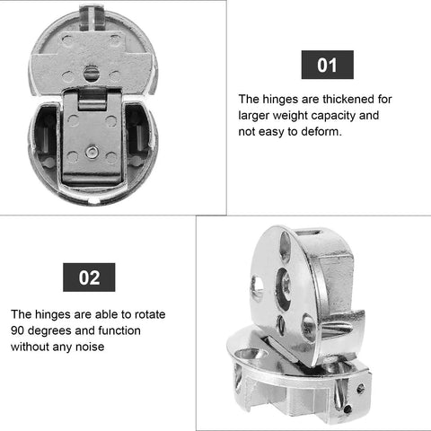4 Pack Zinc Alloy Flip Board Hinges Nickel Plated, heavy-duty rust resistant butt hinges for cabinet doors, detail view.