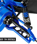 RC Upgrade Parts Kit For One Tenth Slash 2WD And Slash VXL 2WD Front suspension components in navy blue with text 'Easy to Install'