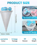 Floating Hair Filter Mesh For Washing Machine No More Hair Clogs Lint Catcher showing product size and design features.