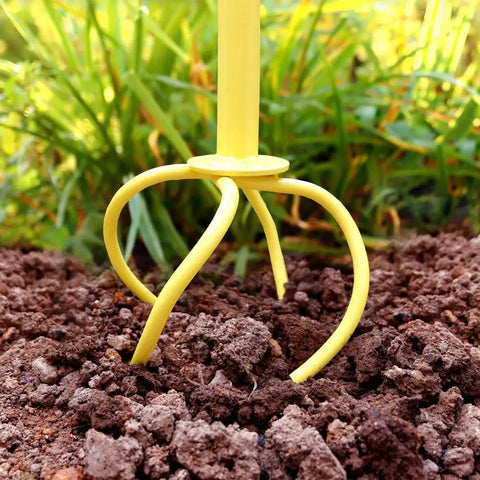 Manual Twist Tiller for Gardening with Seventeen Inch Arc Handle and Ergonomic Grip in soil