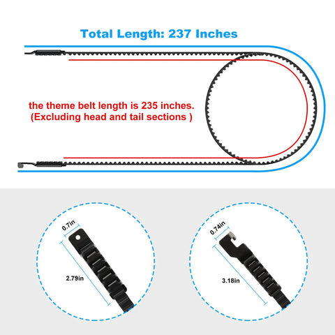 Diagram of Beefed Up 7Ft Belt Drive Garage Door Opener Replacement Belt 41A5250 with 237-inch total length measurement details