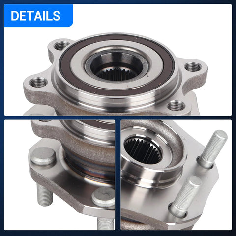 Detail view of Drop In Front Wheel Bearing And Hub Assembly For Nissan Rogue Rogue Sport And Qashqai With Five Lugs And ABS Front
