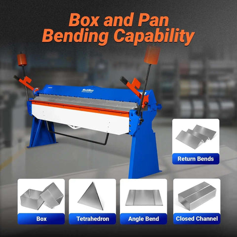 100 Inch Manual Sheet Metal Brake For 12 Gauge Steel Bending With Adjustable Fingers And 135 Degree Angles Model PB10012 in workshop