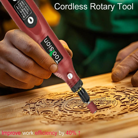 Badass Mini Cordless Rotary Tool With Forty Five Pro Attachments And Fast Usb C Rechargeable Battery Five Quick Speed Settings Sweetly Smooth For Sanding Engraving Polishing Cutting And Your Next Big Diy Build In Bold Red engraving wood pattern
