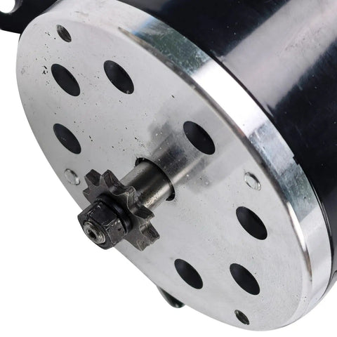 Close-up of Mean Torque 48V 1000W Brushed DC Motor With 12mm Shaft 3000 RPM T8F 9 Tooth Sprocket