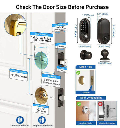 Slick Matte Black Keyless Entry Smart Lock Electronic Deadbolt Featuring Dual Knobs Handle Set App Controlled Web Portal Remote Ekey Sharing Numeric Passcode And No Sweat Fob Access