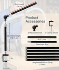 Tool Free Clamp On Dust Collection Boom Arm And Vacuum Hose Mount For Desktop CNC Machines, accessories including adjustable arm and clamps.